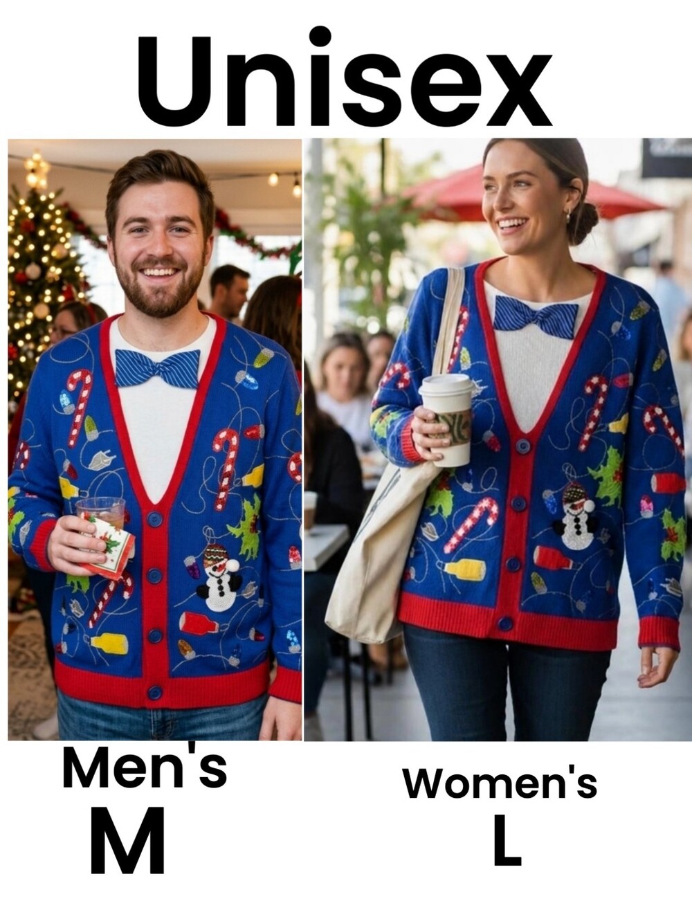 Vintage Unisex Jolly Sweaters Blue Ugly Christmas Pullover Mens M Womens L